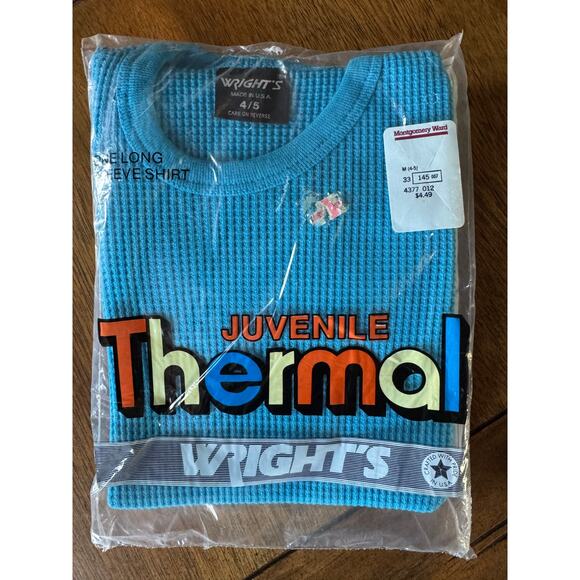 Wright’s Other - Vintage Wright’s Juvenile Thermal Waffle Knit Long Sleeve Shirt NIP Boy M